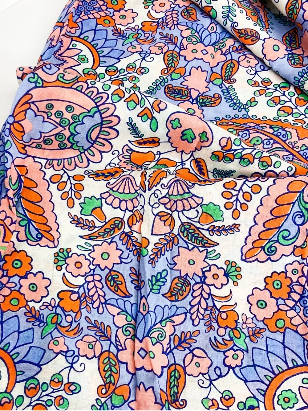 Floral Paisley Lightweight Scarf in Lavender, Peach, Green - Picture 8 of 8